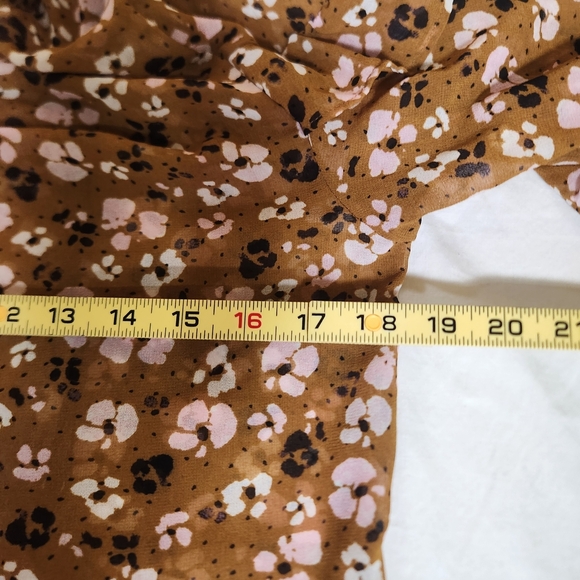 Who What Wear/bohemia Ruffles Long Sleeve Dress in Brown and Pink Floral - Picture 15 of 16